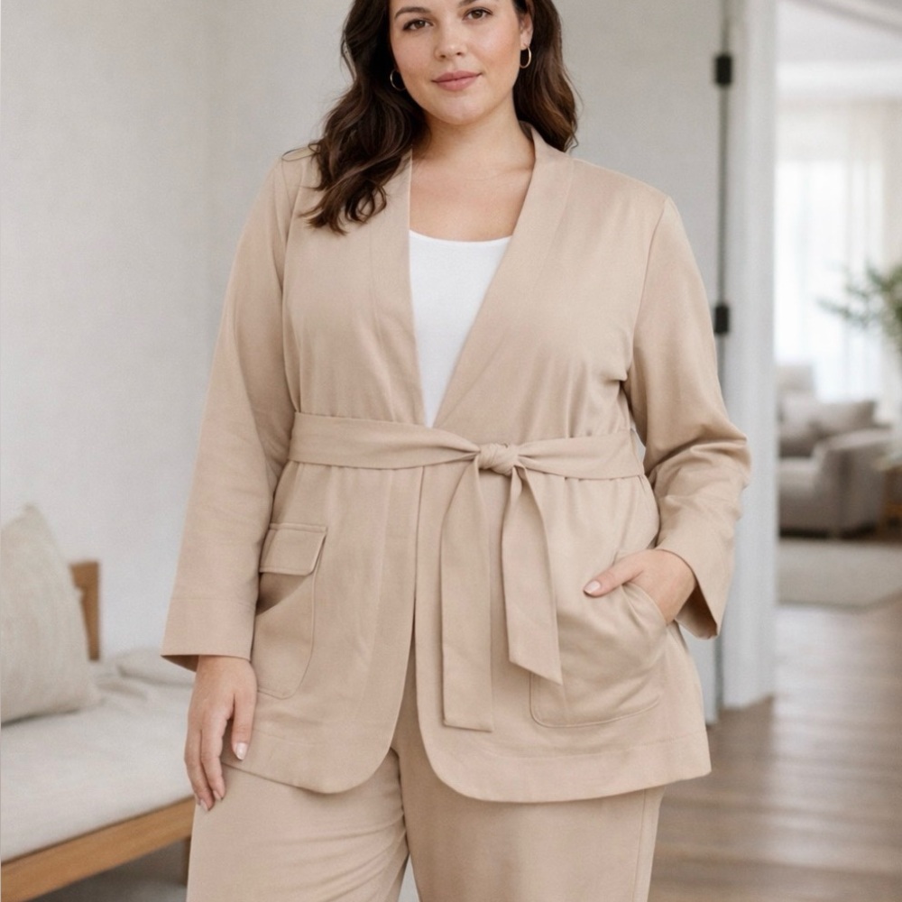 NWT 2pc Lane Bryant Sz 18 Bltd Wrap Jacket Pullon Pants Ankle Career Set